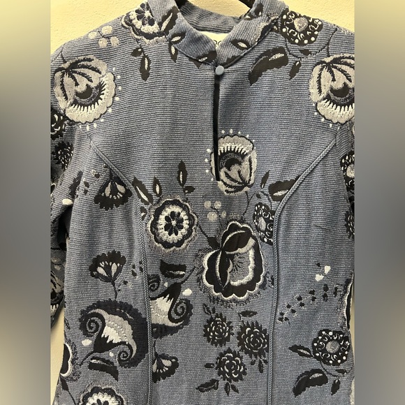 Free People x Charo Ruiz Ibiza Ara Mini Dress Small New Blue Floral Jacquard - Picture 5 of 8